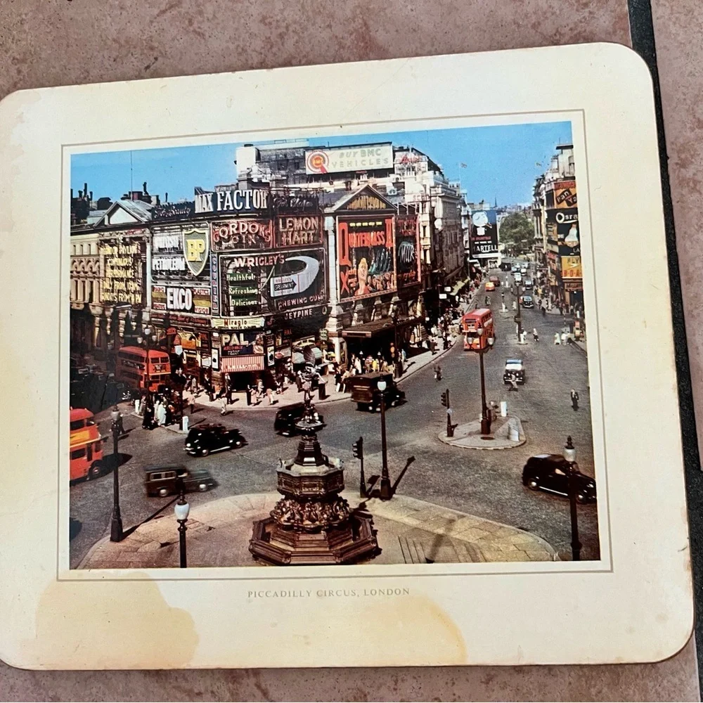 Vintage Coaster Set with Scenic Prints 6.5/7 Inch